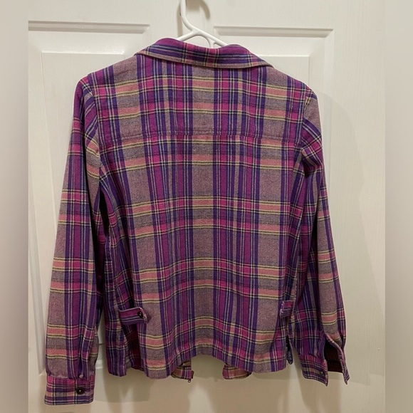 Christopher & Banks Purple and Pink Plaid zipper jacket - Picture 2 of 11